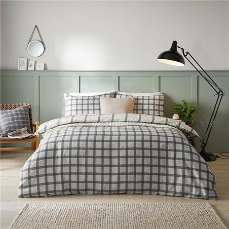 Muebles. Juego de edredón con Estampado de Cuadros Canberra - Doble - Neutro