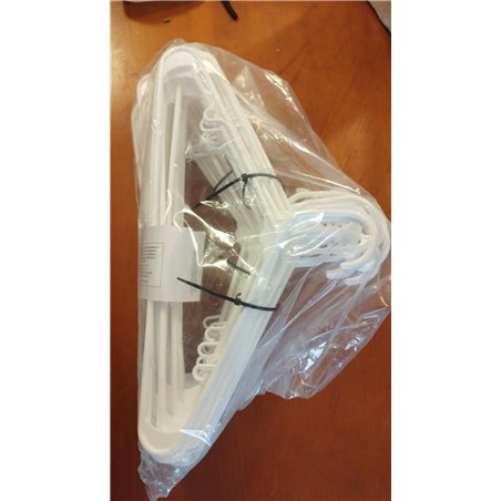 Perchas de Plástico Blanco, Pack 30 Unidades, Perchas Ligeras y duraderas, Percha con Ganchos para Ahorrar Espacio para, Ropa, T
