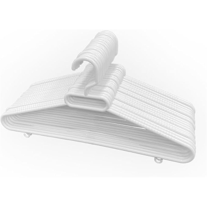 Perchas de Plástico Blanco, Pack 30 Unidades, Perchas Ligeras y duraderas, Percha con Ganchos para Ahorrar Espacio para, Ropa, T