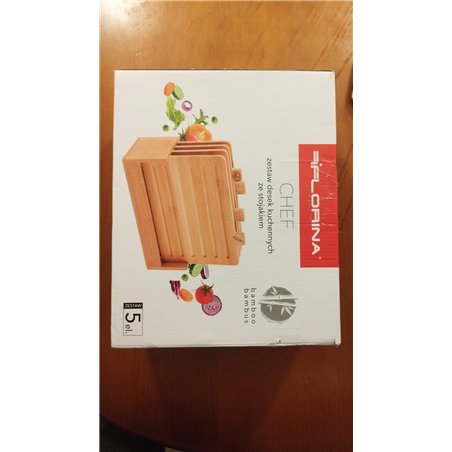 FLORINA Juego de 4 Tablas de Cortar de Bambú con Soporte CHEF I Bloques de Corte de Bambú Natural con Canaletas para Jugos I Ant