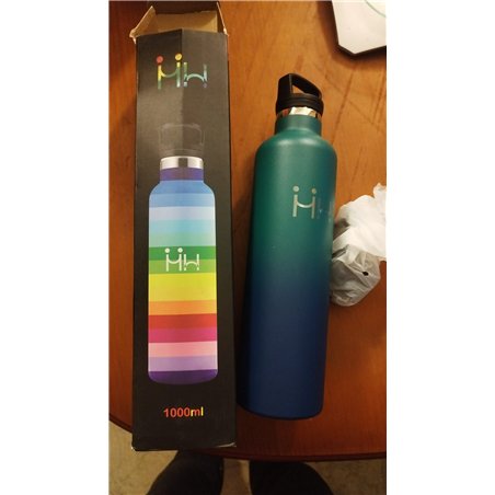 HoneyHolly Botella Agua Acero Inoxidable, 1000ML Reutilizable Sin BPA, Botella Agua Termica, Botella Agua, Aislamiento Al Vacío 