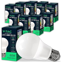 V-TAC 10x Bombillas LED E27 A60 – [Máxima Eficiencia] – 8,5W (Equivalente a 60W) - 806 Lumen - Apertura del Haz de Luz 200° - Bo