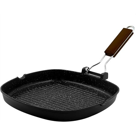 Zanetti, Parrilla de 20 x 20 cm, plancha de aluminio fundido a presión de gran espesor, placa grill apta para placas de inducció