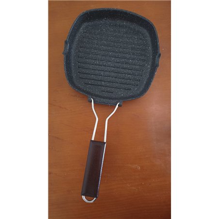 Zanetti, Parrilla de 20 x 20 cm, plancha de aluminio fundido a presión de gran espesor, placa grill apta para placas de inducció