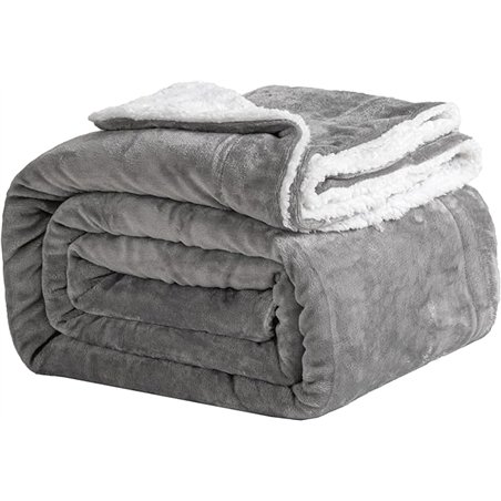 Good Nite Mantas 200x230cm, Manta y Colchas, Mantas para Sofa, Manta de Franela Sherpa Gruesa de Invierno Blanket (Gris)