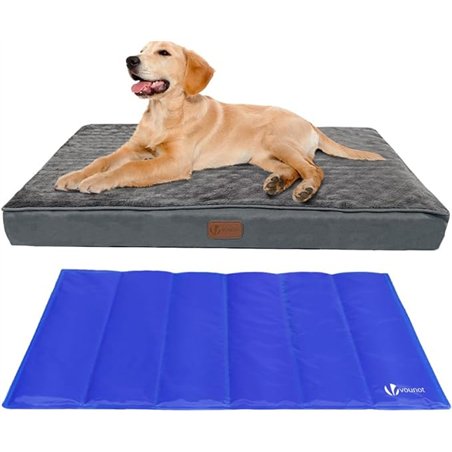 VOUNOT® Cama Perro Ortopédica con Alfombrilla Refrescante de Gel, Colchón Mascotas Cojines para Perros Espuma con Memoria Funda 