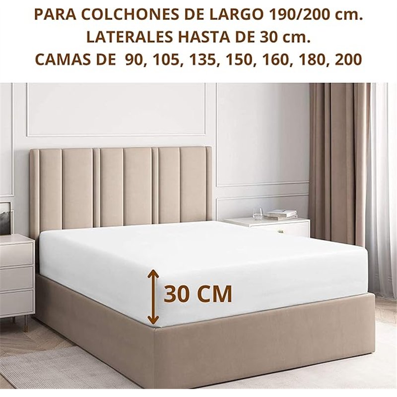 Sabana Bajera 135x200 Ajustable Algodón Transpirable | Bajera Cama 135 Cotton 100% 144 Hilos. | Sábana Bajera 100% Algodón |