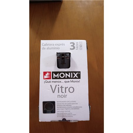 Monix Vitro Noir Cafetera italiana de aluminio 6 tazas, Apta para todo tipo de cocinas salvo inducción, Color negro